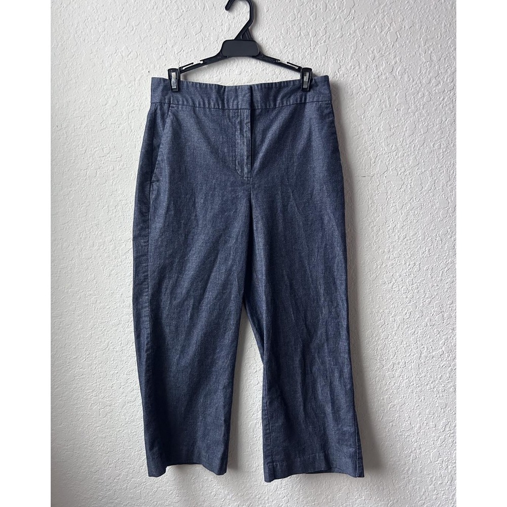 Ann Taylor Dark Blue High Waisted Cropped Dress Pants Size 4 Slim Fit Denim